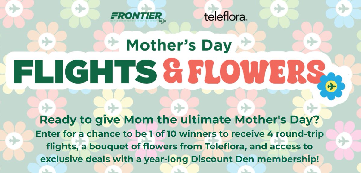 Frontier Airlines and Teleflora Team Up to Celebrate Moms with Chance to Win Free Flights and Amazing Flowers for Mother’s Day news.flyfrontier.com/frontier-airli… #FrontierAirlines #Teleflora #MothersDay #Breitflyte #avgeek #avgeeks #aviation #airlines