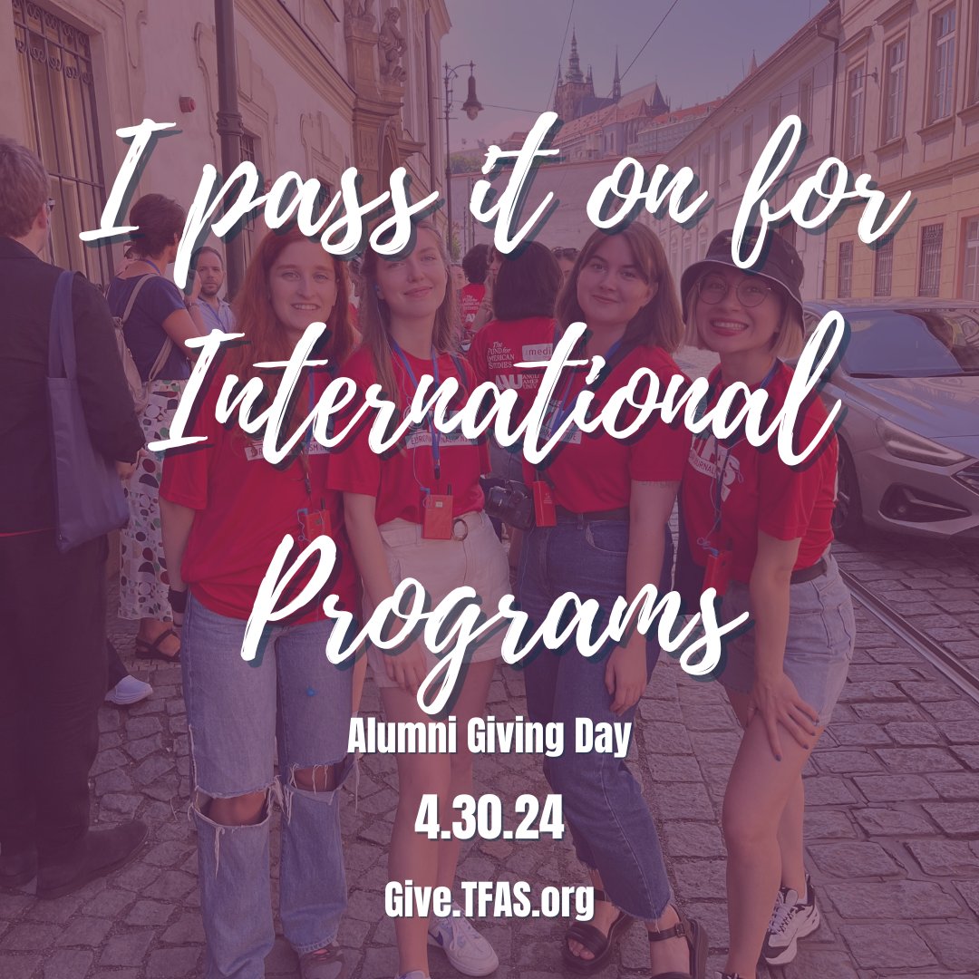 Today, as a proud alumnus, I am supporting @TFASorg and its amazing work on engaging international students to promote #libery, #freedom, and #accountableleadership. Consider donating at lnkd.in/ePn6MjZf! #TFAS