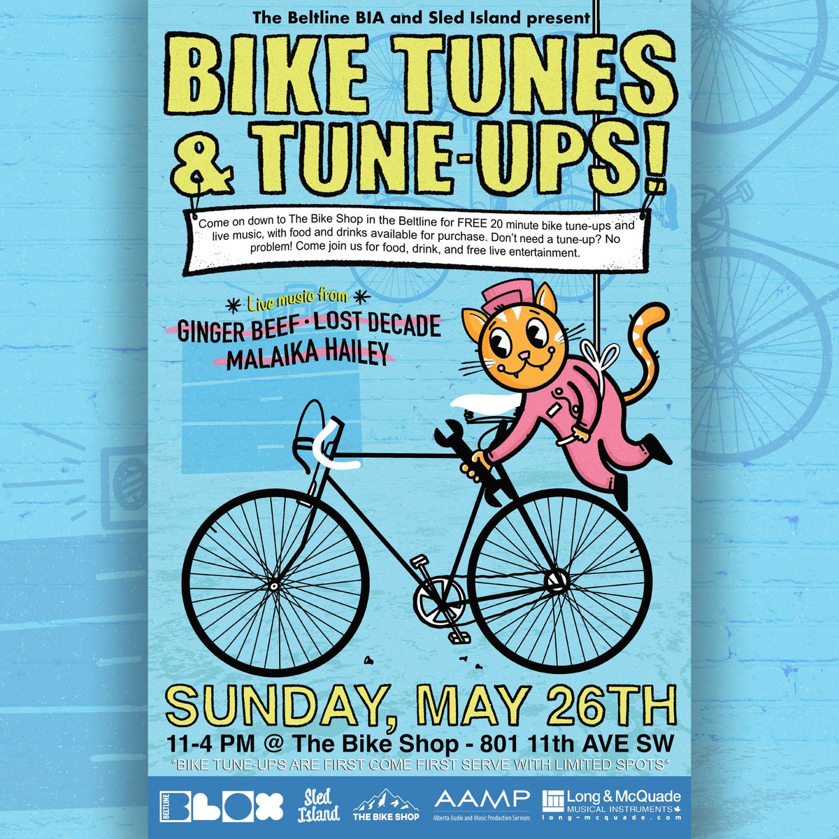 Get your bike summer-ready with Bike Tunes & Tune-Ups, presented by The BLOX, @sledisland, and The Bike Shop! Come on by The Bike Shop May 26 from 11 - 4 for a FREE 30-minute bike tuneup, plus beer gardens, food trucks, and music from Ginger Beef, Lost Decade & Malaika Hailey.