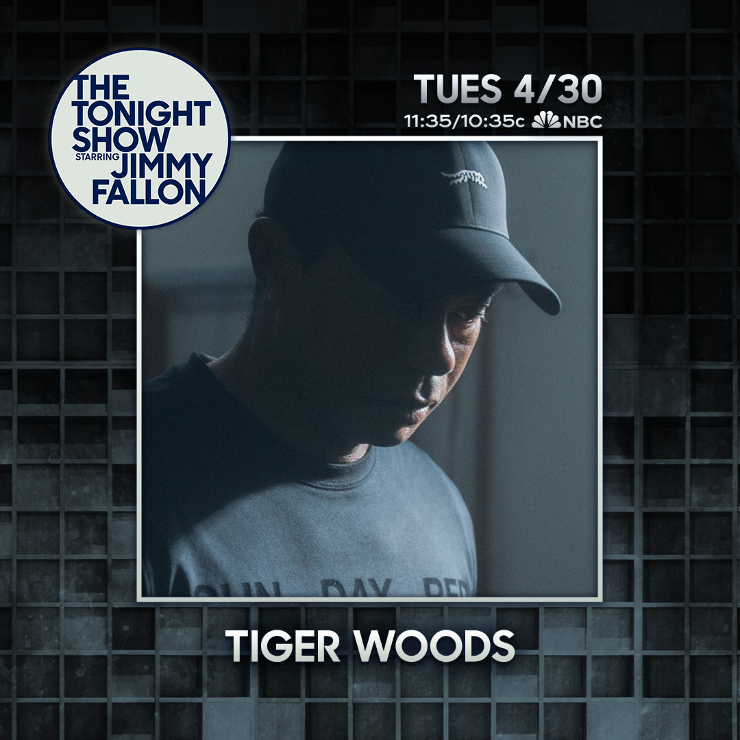 TONIGHT: @TigerWoods joins us in Studio 6B to talk Sun Day Red! #FallonTonight