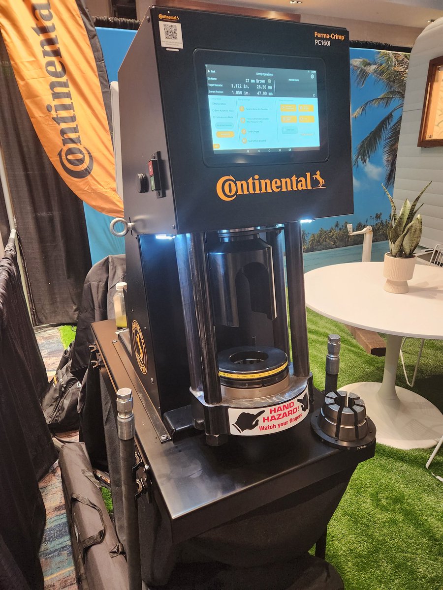 Great chat with <a href="/Conti_Industry/">Continental Industry</a> this morning about its new smart crimping technology. Stay tuned for more about this service/ benchtop #hydraulic hose crimper and more about the company's future plans for growing its hydraulics business.