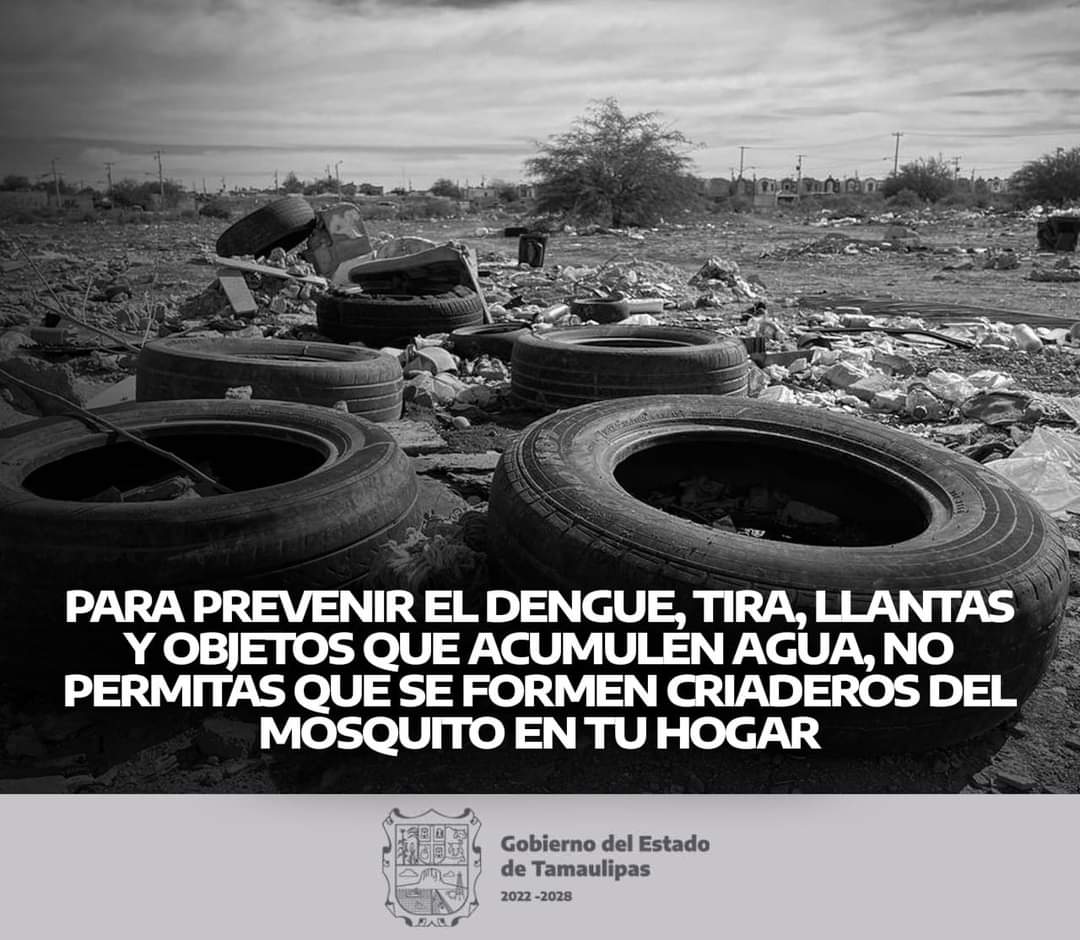 Para prevenir el Dengue, #Tira, llantas y objetos que acumulen agua, no permitas que se formen criaderos del mosquito en tu hogar.

#ParticipaciónCiudadana #PatioLimpio #SúmateALaLuchaContraElDengue #ReforcemosEstrategiaDePatioLimpio