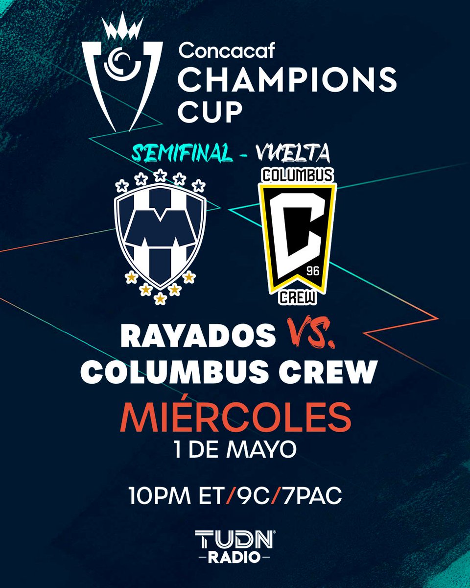 🫂Junten a la pandilla para este miércoles de #ChampionsCup 🤩🏆 Ⓜ️@Rayados va por el partido perfecto ante la magia del @ColumbusCrew 💛🖤 🏆 Por la gloria de Concacaf en @TudnRadio 📻🇺🇸 🎙️tudn.com/TUDN-radio 🖥️facebook.com/TUDNRadio