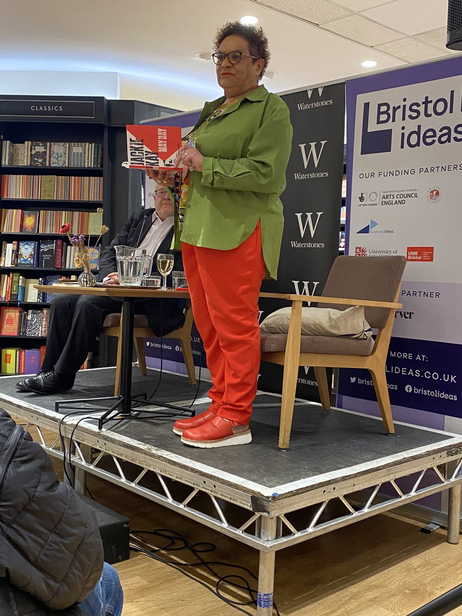 Legendary and fabulous @JackieKayPoet in a completely sold out event tonight- the final @bristolideas event. What a send off! #poetry #booklovers #bristol #bristolpoetry @panmacmillan