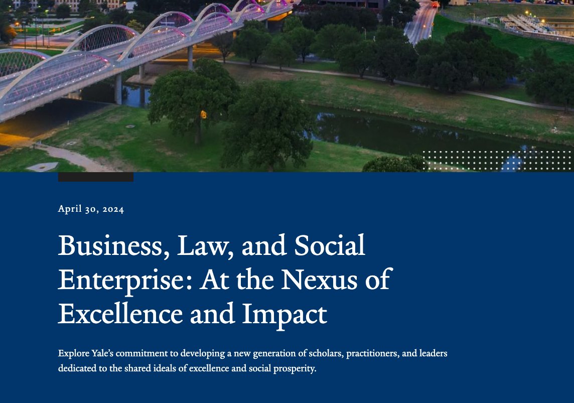 Livestream TONIGHT 7:30PM ET: Join Rohini Pande of EGC & @YaleEconomics, @SaloveyPeter of @Yale & others for 'Business, Law, and Social Enterprise: At the Nexus of Excellence and Impact.' Info & registration: forhumanity.yale.edu/events/fhi-dal…