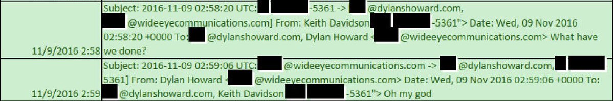 When trial began, prosecutors told jurors that then-Stormy lawyer Keith Davidson asked Dylan Howard on election night when it seemed Trump would win: 'What have we done?' This is the text message exchange. Howard replied: 'Oh my god.' Stay tuned for the afternoon session. 🧵