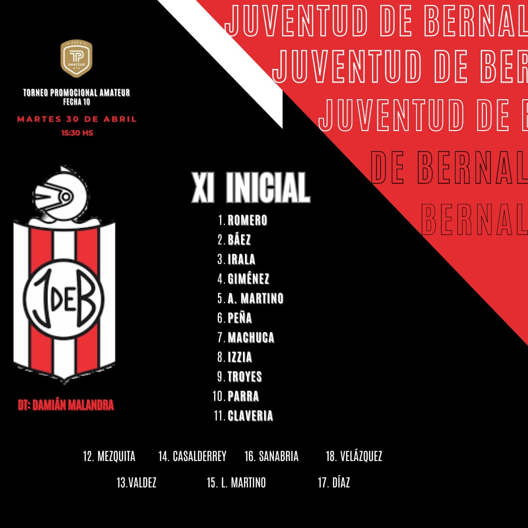 𝐍𝐔𝐄𝐒𝐓𝐑𝐎 𝐗𝐈 𝐈𝐍𝐈𝐂𝐈𝐀𝐋

📋Los elegidos por Damián Malandra para enfrentar al Social Atlético Televisión desde las 15:30

#𝗩𝗔𝗠𝗢𝗦𝗝𝗨𝗩𝗘𝗡𝗧𝗨𝗗 🔴⚪