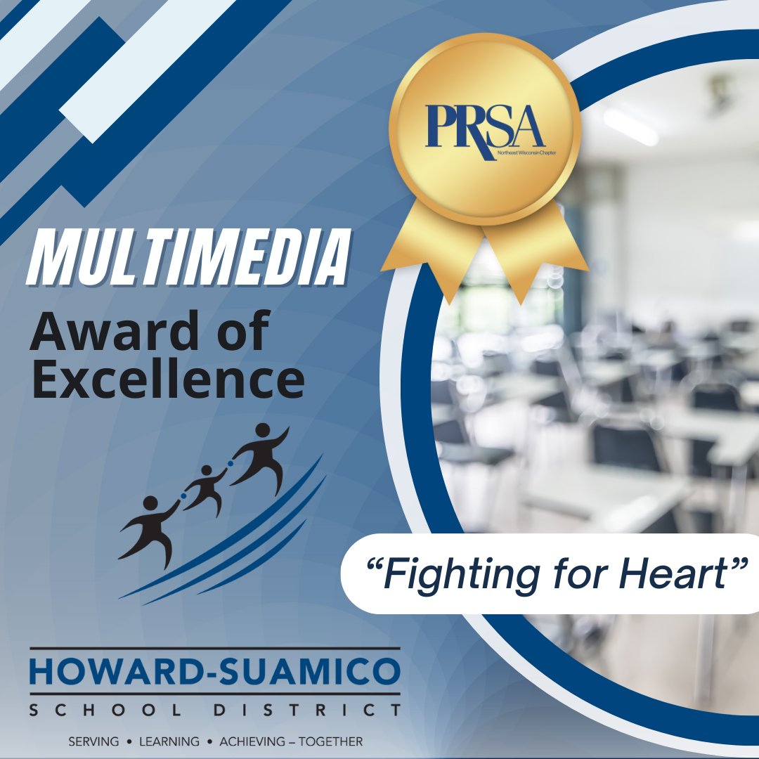 Congratulations to Howard-Suamico School District for clinching the Award of Excellence in the Multimedia category with their powerful entry, 'Fighting for Heart'! 🏆 @HSSD #WisCOMsinAwards #SchoolPR #FightingForHeart