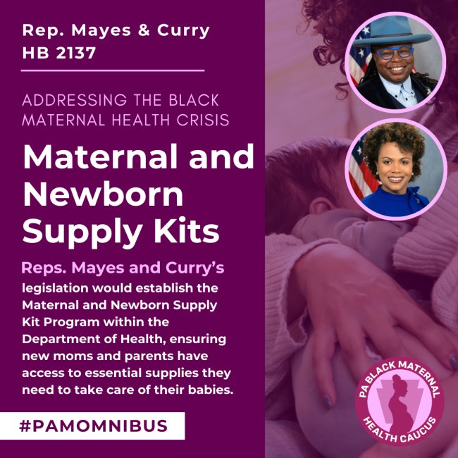 House Bill 2137 that establishes the Maternal and Newborn Supply Kit program passed out of Human Services Committee by a vote of 16-9. Thank you Chair @RepKinsey. This bill is the 3rd of our 8 great #PAMOMNIBUS bills to advance out of committee. #repmayes #pablackmaternalhealth