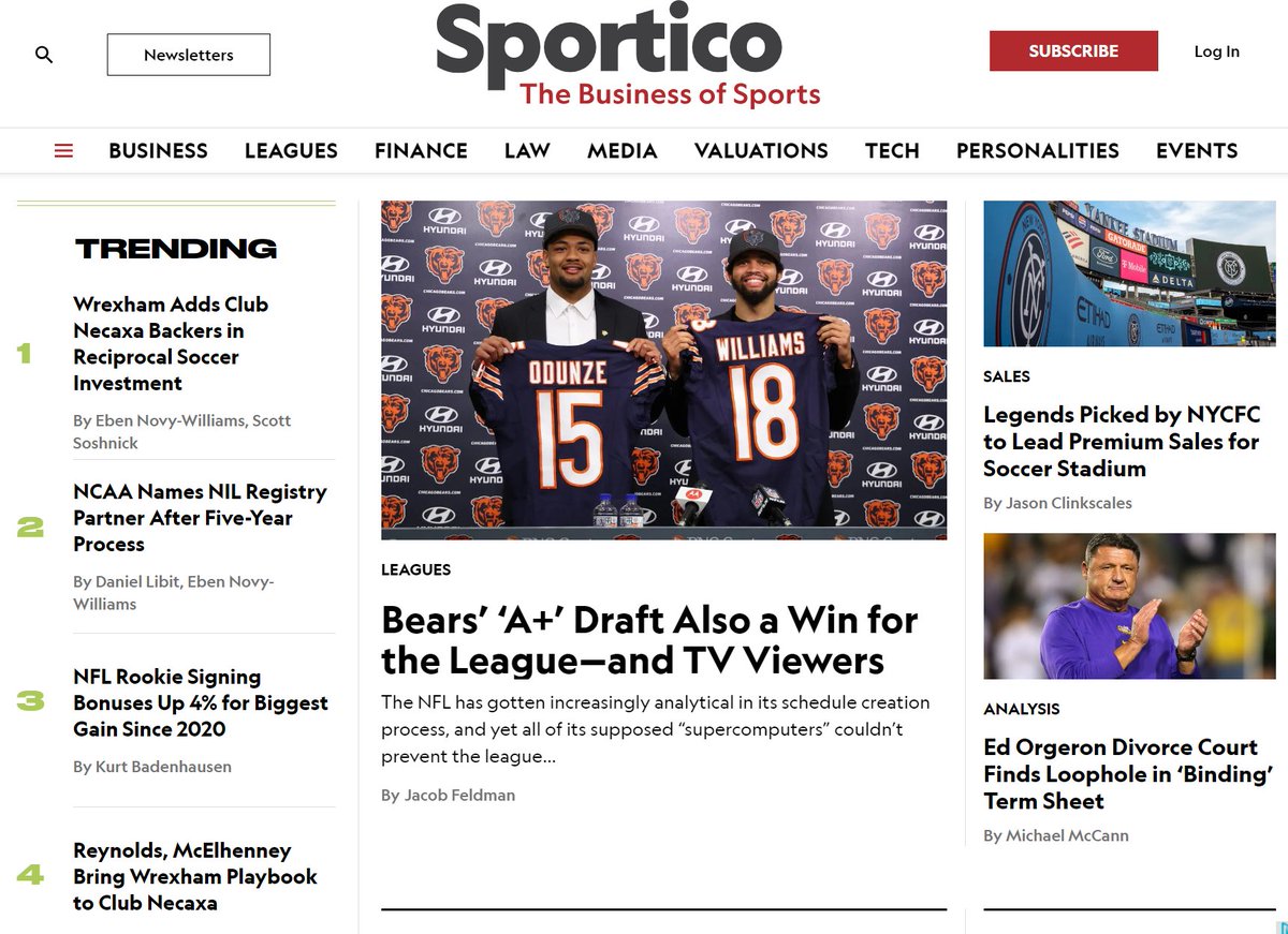 Another homepage check-in. Lots of smart, ORIGINAL content. Check it out at sportico.com