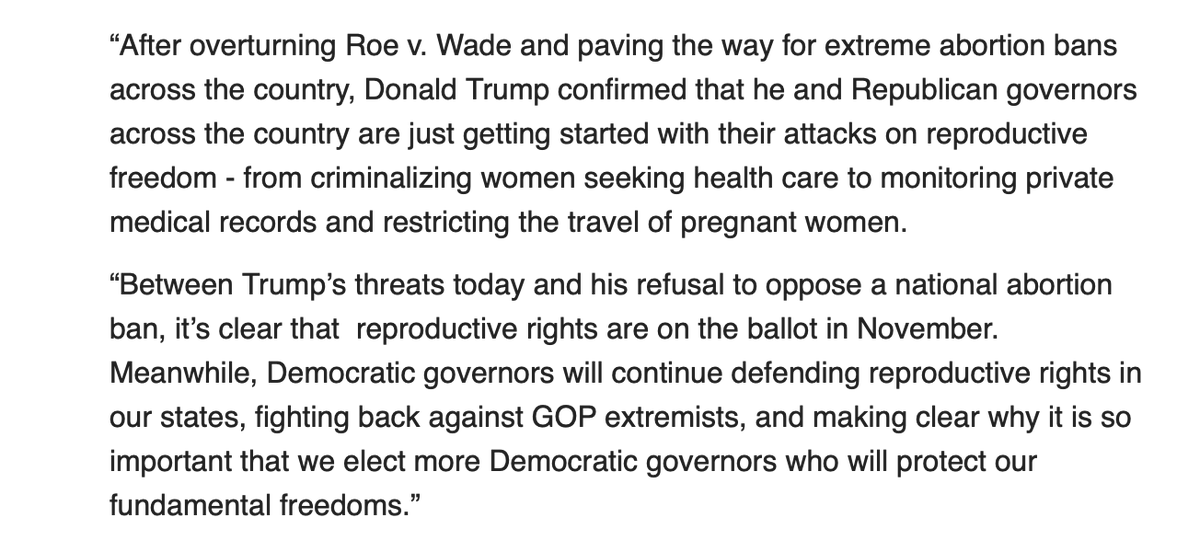 See below for the latest from @DemGovs Chair @Tim_Walz on Trump's threat to abortion rights in Time today

Full statement here & more on how this fight is playing out in #NCGOV and #NHGOV >>> democraticgovernors.org/updates/dga-st… #ncpol #nhpolitics