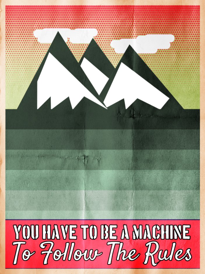 Working on background and text arrangements for Propaganda. This is close to the final rendering with the poster creasing effect.