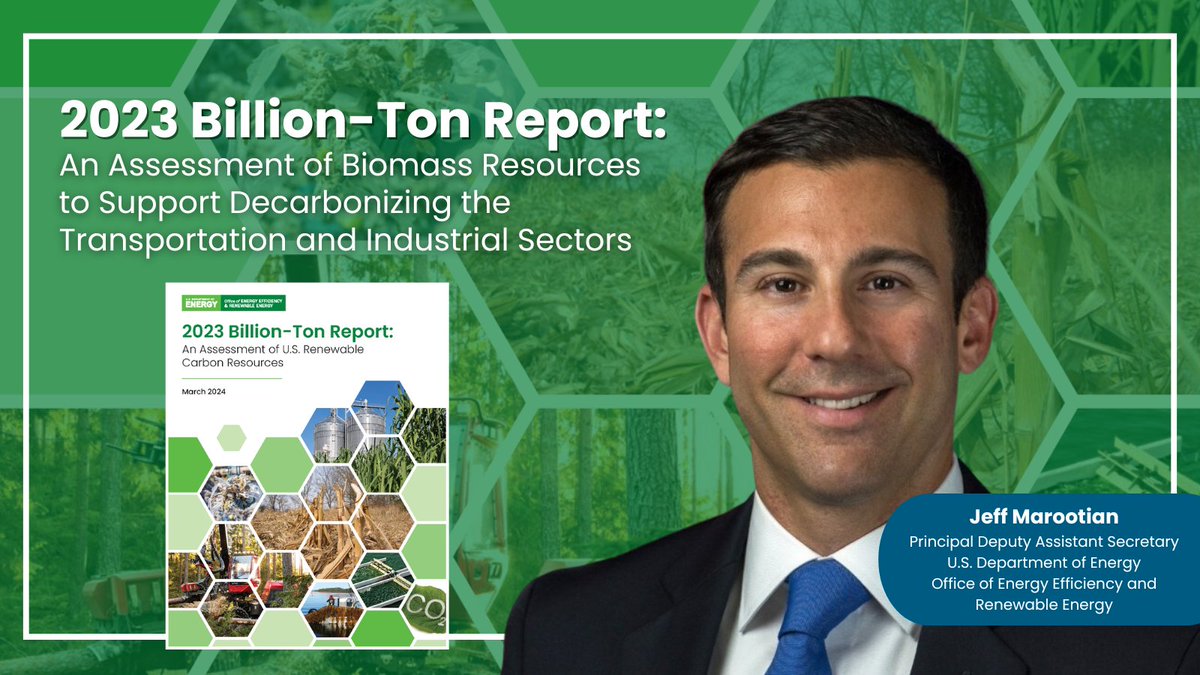 Today, Jeff Marootian, @EEREgov’s Principal Deputy Assistant Secretary, spoke with reporters at @USDA on several EERE-funded technologies and programs, including the #Bioenergy Technologies Office’s 2023 Billion-Ton Report (BT23) and findings! energy.gov/eere/bioenergy…
