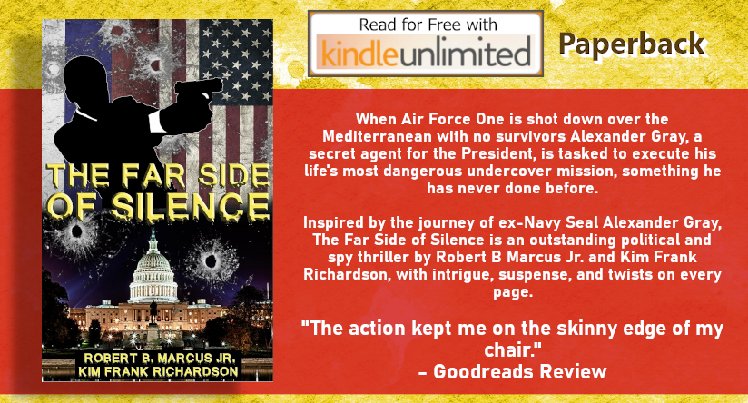 #READ #FREE via #KindleUnlimited #eBook ~ $2.99 #Kindle ~ #Paperback #Book

The Far Side of Silence by Robert B. Marcus Jr & Kim Frank Richardson amzn.to/44jQhdx

First Edition Listed # 13 on #Goodreads Best Political Novels
🇺🇸

#LoveToRead #Thrillers #BookLovers