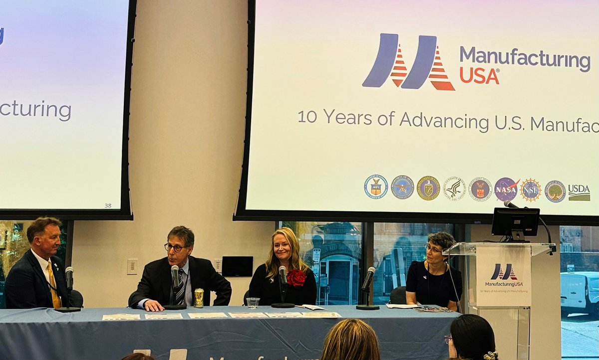 Kimberly Gibson of @AmericaMakes, participates in the 'Regional Collaborations: Building Partnerships and Leveraging Local Innovation Ecosystems' panel discussion at the 2024 @MFGUSA Network Meeting in Washington, D.C. #MII #AmericaMakes #ManufacturingUSA #ecosystem.