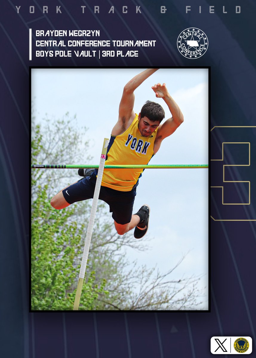 Central Conference Track Results: Boys Pole Vault

York’s Brayden Wegrzyn vaults to 3rd place with a jump of 13’ 06’’

#yorkdukes #nebpreps @YorkDukeTandF