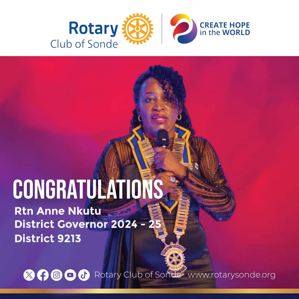 🎉 Congratulations Rtn. Anne Nkutu on your journey as District Governor for 2024-2025 in District 9213! Wishing you a successful and impactful year ahead!