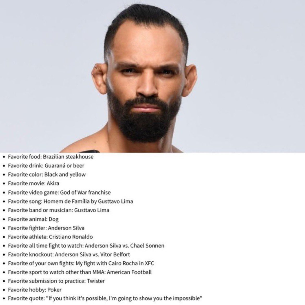 Humanizing Athletes: Michel Pereira Michel lists some of his favorite things ahead of his fight this weekend at #UFC301