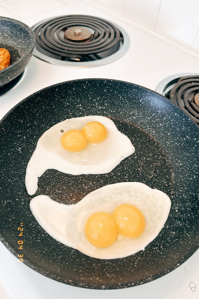 This entire carton of eggs I bought were accidental double yolks. If I was writing this ad campaign, the slogan would be “More bang for your cluck.”