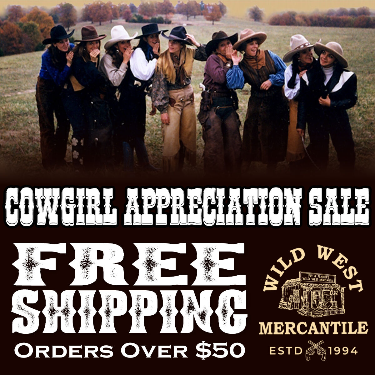 Yee Haw! it's Cowgirl Appreciation Days plus Free Shipping🤠Just in time for Mother's Day. Start Shopping 
bit.ly/3Wjwkle 
#wildwestmercantile #westernstore #westernsale #cowgirlsale #freeshipping #letsgogirls