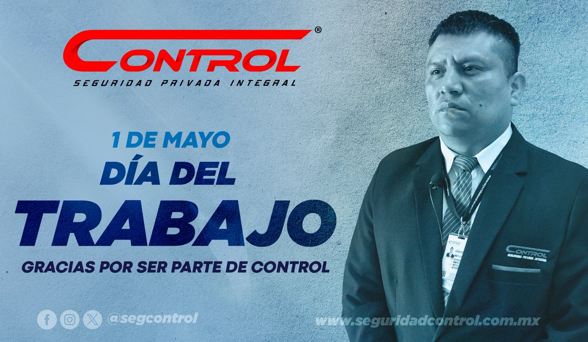 segcontrol's tweet image. 👮👮‍♀️👩‍💻👨‍💻En este día del trabajo agradecemos a todo nuestro personal que labora dentro de Grupo Control, por siempre dar su mayor esfuerzo cada día y poner en alto el nombre de Control.

#DíaDelTrabajo #GuardiaControl #YoSoyControl #SeguridadControl