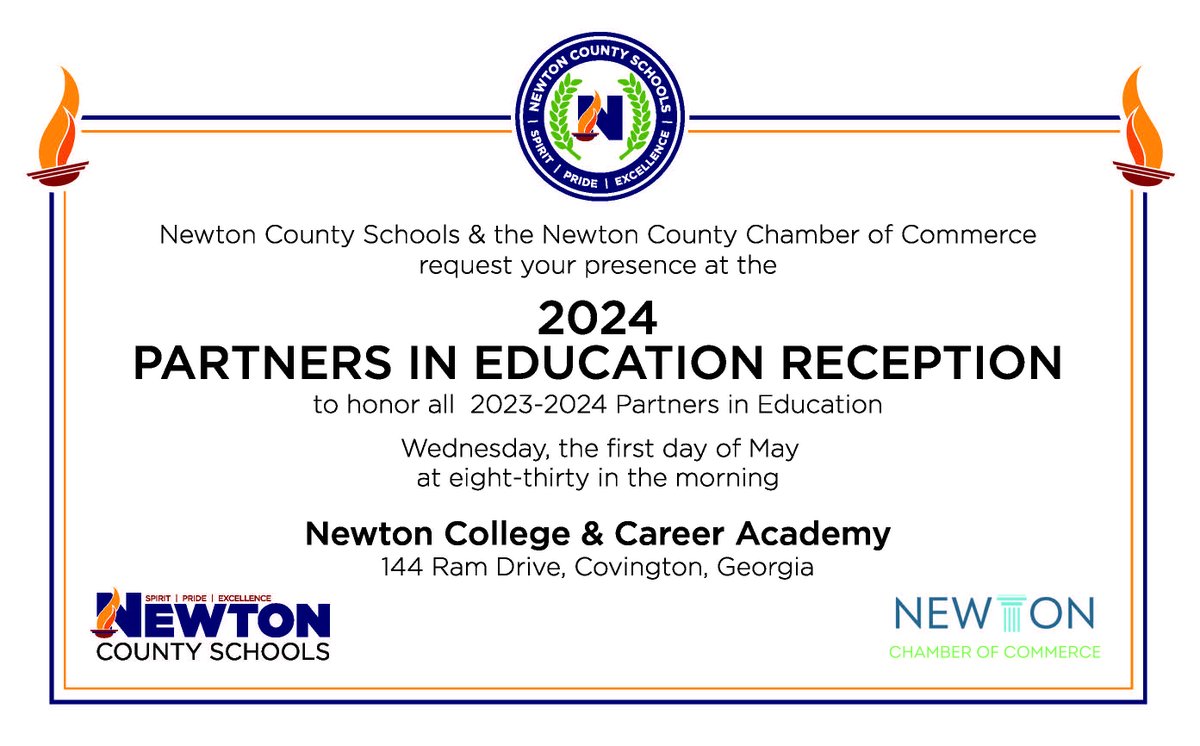 We can't wait to honor our Partners in Education tomorrow at 8:30 AM at Newton College & Career Academy. Stay tuned as we announce the name of our 2024 NCS Partner of the Year!