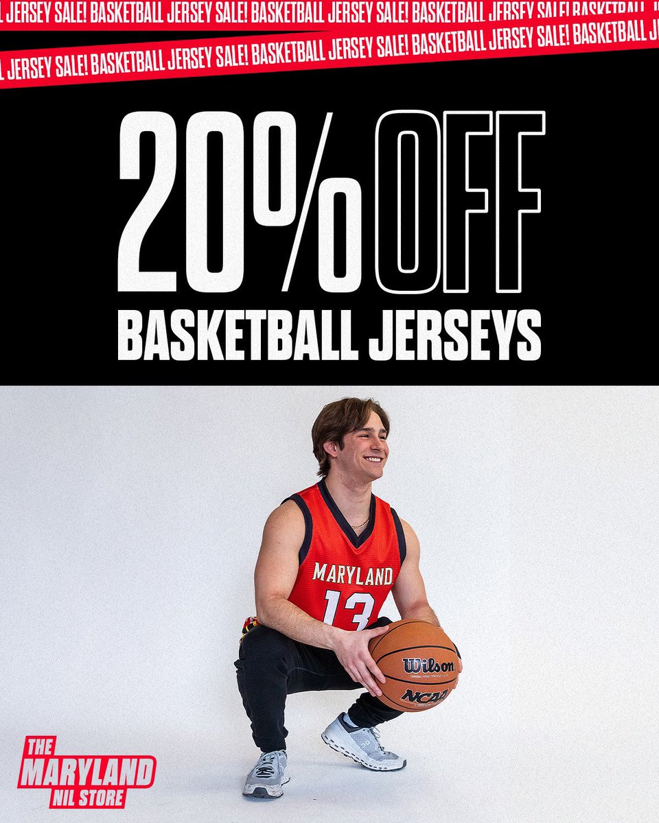 Don't miss out on repping your team in style, with 20% off Maryland basketball jerseys! 🏀 Discount is automatically applied at checkout! 🔗: md.nil.store #Maryland #Basketball #Jerseys #DealAlert 🎉