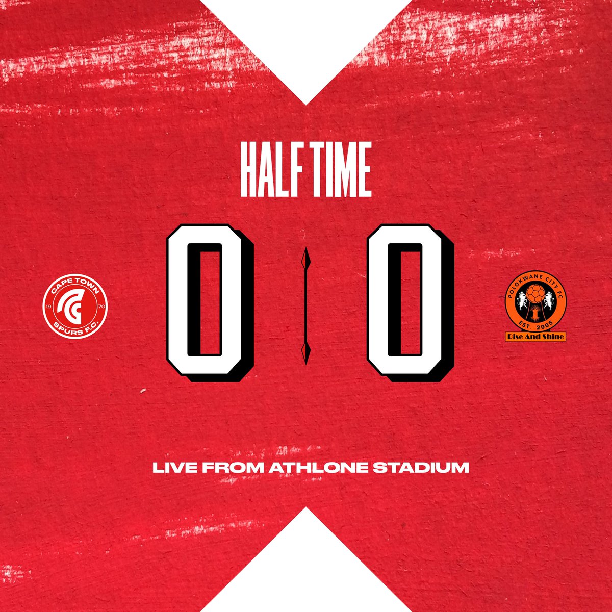 Half-time in Cape Town! #CAPETOWNSPURS #URBANWARRIORS #PSL #DSTVPREMIERSHIP #OURYOUTHOURFUTURE