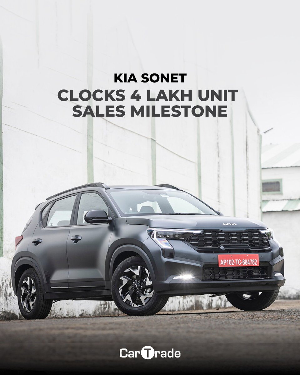 Kia Sonet has achieved a new milestone by surpassing 4 lakh unit sales in 44 months.

#ctnews #kiasonet #kia #kiaindia #kiacars #sonet