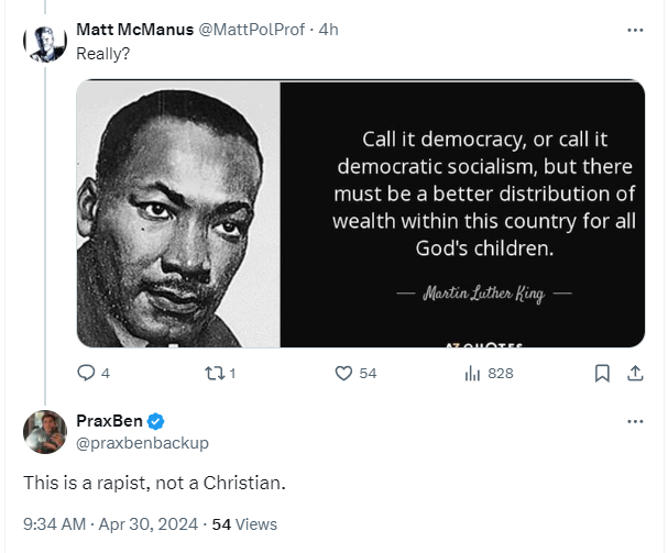 For those keeping score at home, he is referring to the attached MLK quote.