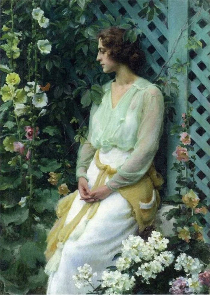 🎨Charles Courtney Curran (1861-1942) 
Green Lattice