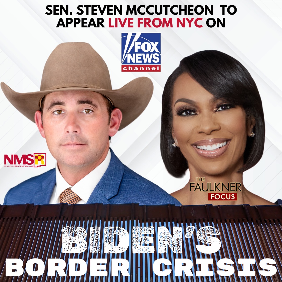 TOMORROW (Wednesday): Senator McCutcheon joins The Faulkner Focus live in NYC to discuss the Biden Border Crisis!

Tune in to the Fox News Channel at 9 a.m. MST, 11 a.m. EST.
#securetheborder #nmpol @foxnews