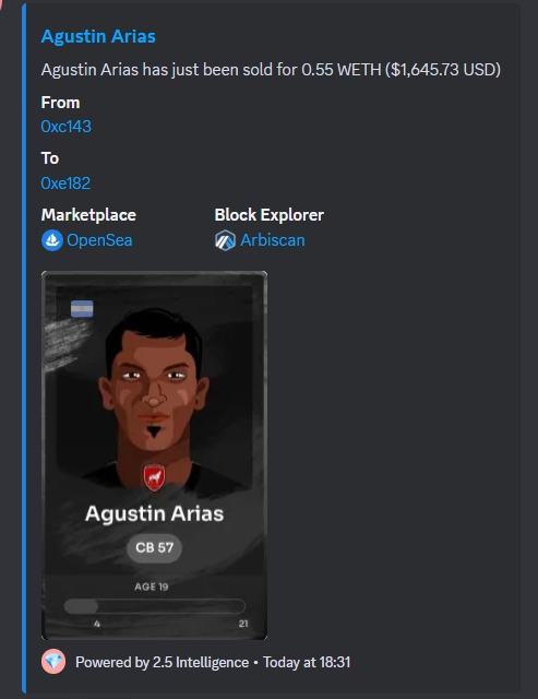 georgebenton247's tweet image. The @Footium transfer record just got smashed! 🪟🔨

0.55 ETH (~$1645) for Division 1 youth prospect Agustin Arias, with a max potential of 78!

Things are starting to heat up... 👀