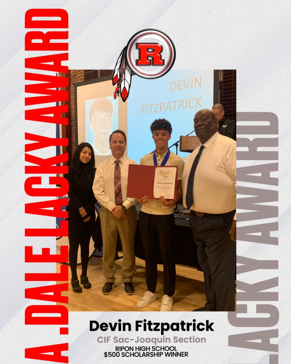 Congratulations to Devin Fitzpatrick from Ripon High, one of the CIF-SJS A. Dale Lacky Scholarship recipients @cifsjs #RiponIndians