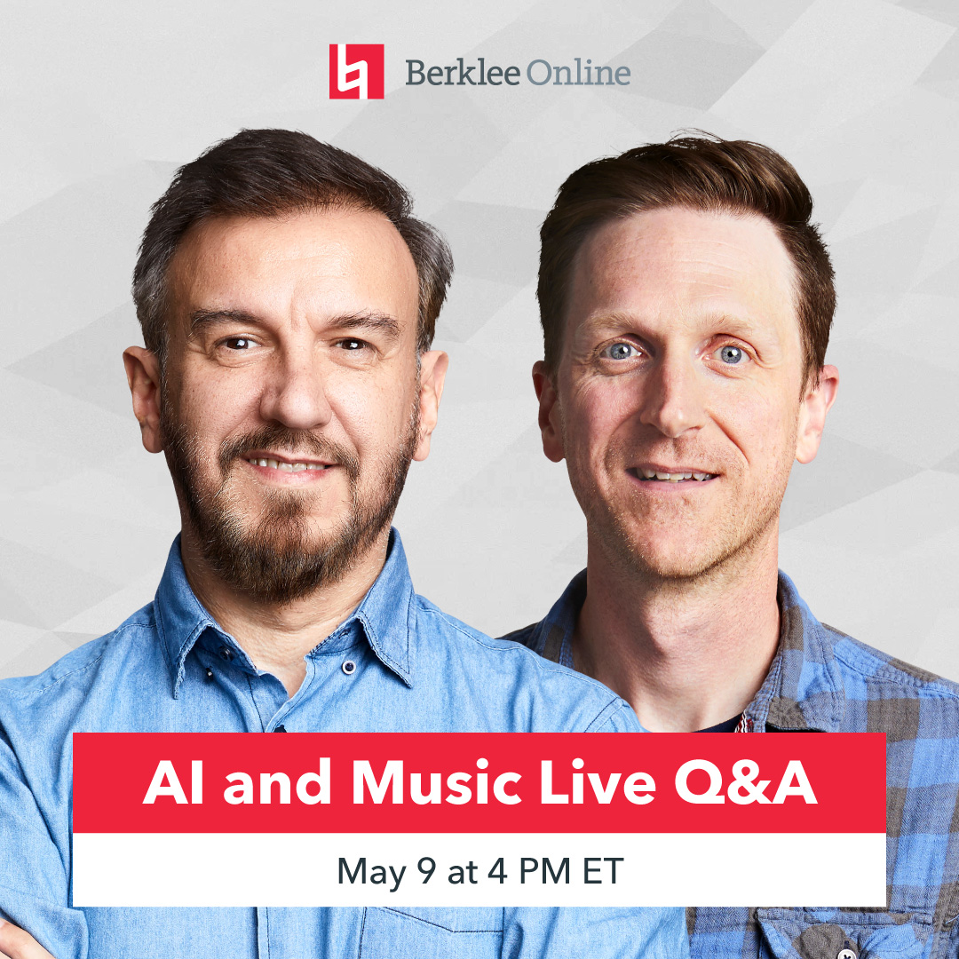 On Thursday, May 9 at 4 PM ET, tune in for an AI & Music Live Q&A, with special guest Carlos Arana, the course author of Berklee Online’s new AI for Music and Audio course, enrolling now. Register now: berkonl.in/44eNwdJ