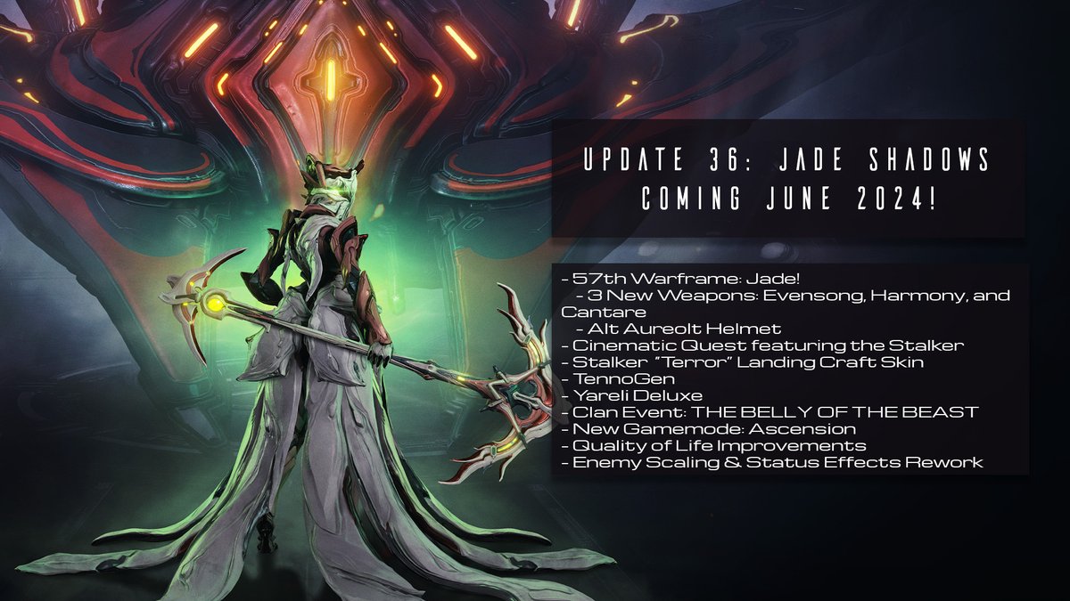 No puedes huir de tu pasado, tenno. Tampoco él…

Toma el papel del Stalker en una nueva e impresionante aventura cinemática cuando nuestra próxima actualización, Sombras de Jade, se lance este junio. wrfr.me/4bvwFWz