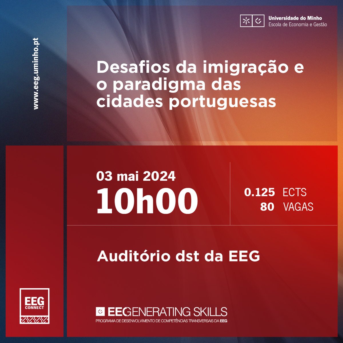 🌍 EEGCONNECT | DESAFIOS DA IMIGRAÇÃO E O PARADIGMA DAS CIDADES PORTUGUESAS 🏙️ ✍️ Inscrições abertas até 30 de abril de 2024! Não perca a oportunidade de participar neste debate vital. ver + shorturl.at/cdrC5 #SomosEEG #EEG #EEGConnect #Imigração #EconomiaSocial