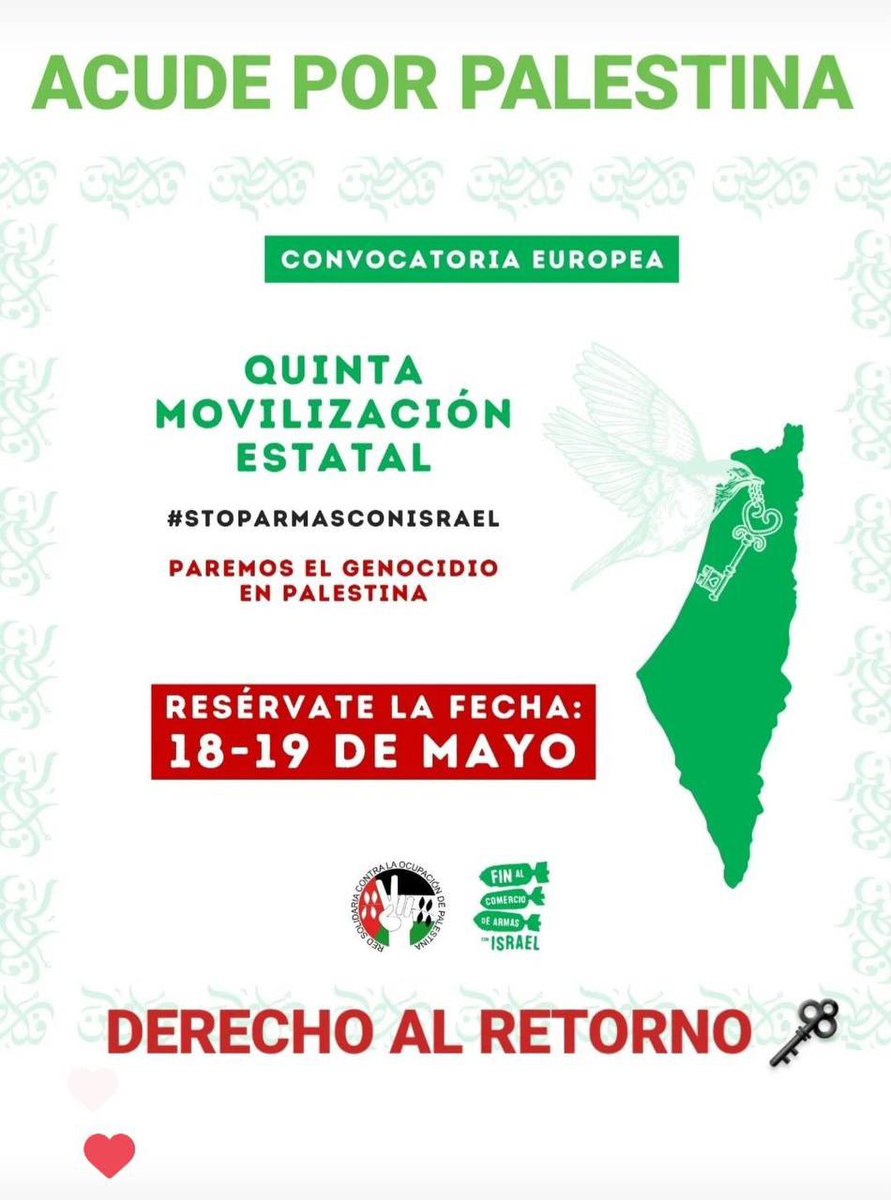 🇵🇸 Este 15 de mayo se cumplirán 76 años de la #Nakba, la catástrofe. Fecha que simboliza el inicio del lento genocidio contra el pueblo palestino que dura hasta hoy. Respondemos en las calles, los días 18 y 19 de mayo volvemos a movilizarnos en todo el Estado en solidaridad con