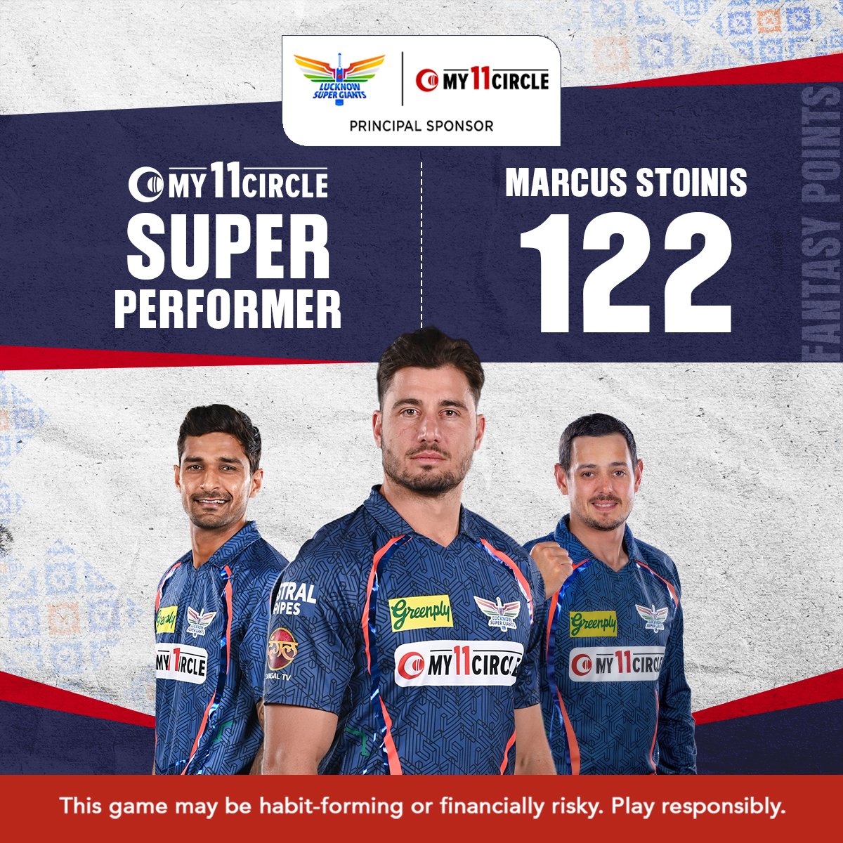 Aaj ka performance was a PROformance! 🤩
Dominating innings by Marcus Stoinis. 

#My11CirclexLSG #TATAIPL2024 #LSGvsMUM #FantasyCricket #FantasySports #Cricket