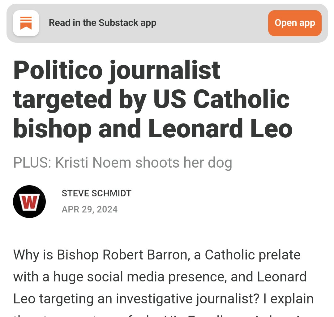 Important to keep shining a light on the way the shadow Network of Christian Nationalists are attacking any journalist who dips their toe into covering the anti-democratic, anti-pluralist, un-American ideology. From @SteveSchmidtSES steveschmidt.substack.com/p/politico-jou…