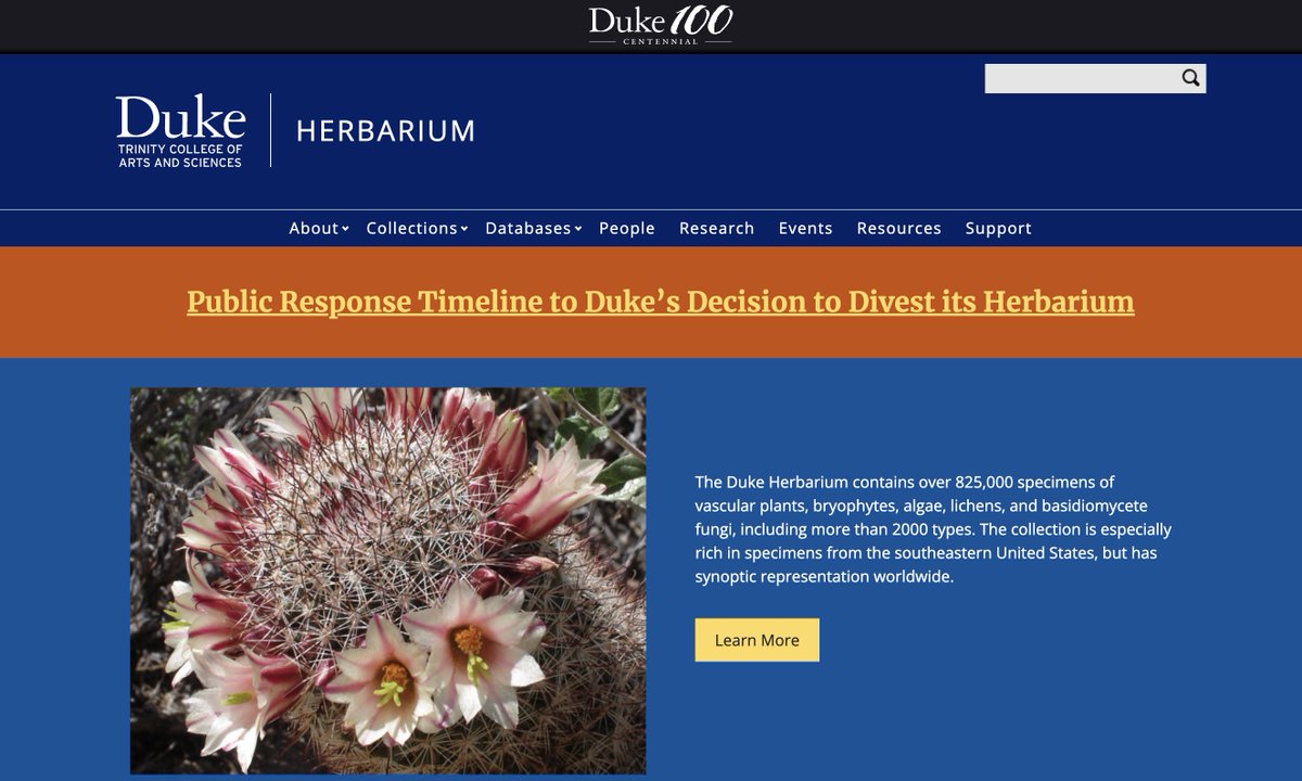 Public Response Timeline to Duke University’s Decision to Divest its Herbarium herbarium.duke.edu