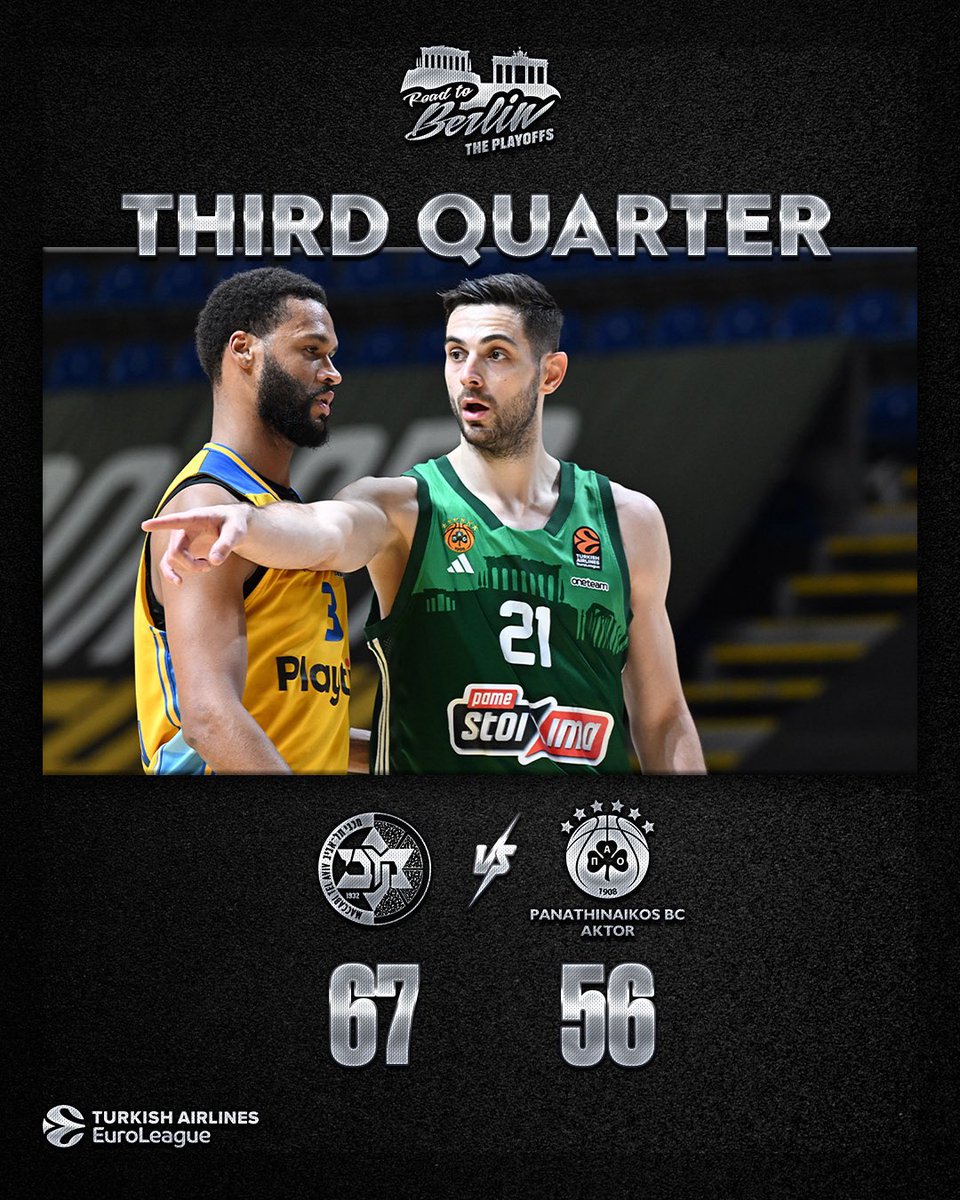 After the 3rd Quarter @MaccabiTLVBC - #paobcaktor 67-56