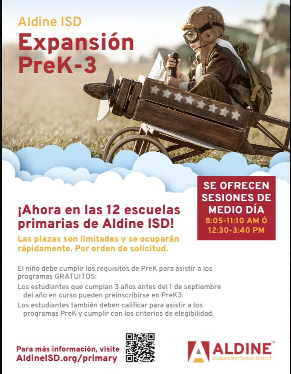 Aldine ISD is thrilled to announce that we are now offering and enrolling for Pre-K 3 at every Primary School across the District! Spaces are limited, so we encourage you to register your child today. @AldineISD @drgoffney @JVillarrealAISD #MyAldine