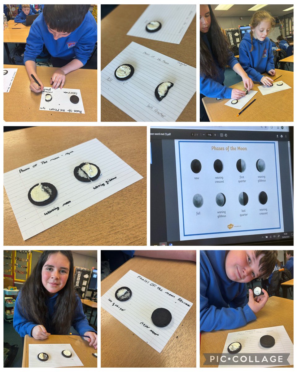 Primary 7 learned about the different phases of the moon today for their Science topic 🌒 #space #science