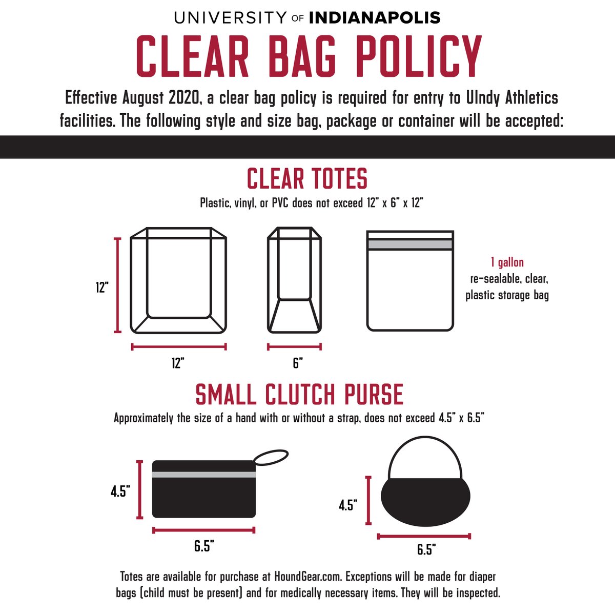 Graduates and guests, please note that our clear bag policy will be enforced at all three of this weekend's commencement ceremonies. For more information about what is and is not permitted to be brought to the ceremonies, please visit bit.ly/3xYUG9N. #uindygrad