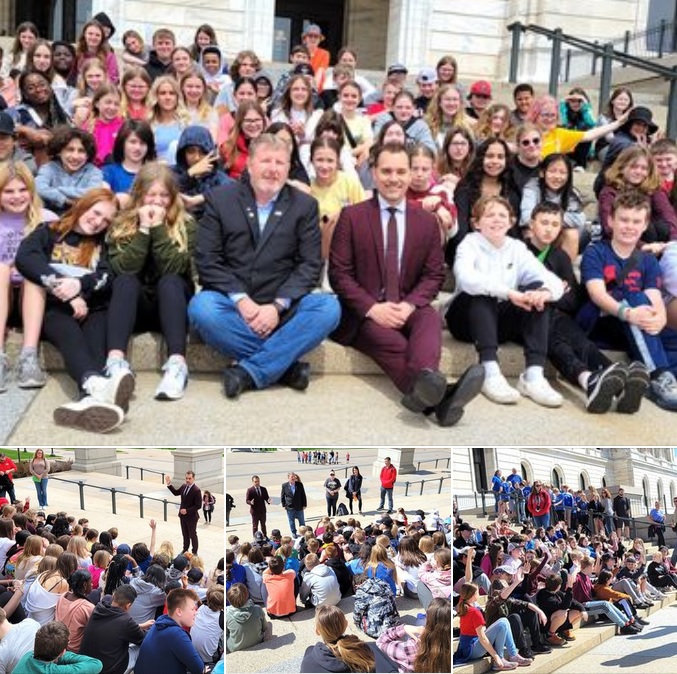 Rep. Novotny and I enjoyed visiting with 6th graders from VandenBerge Middle School Tuesday during their tour at the MN Capitol !!