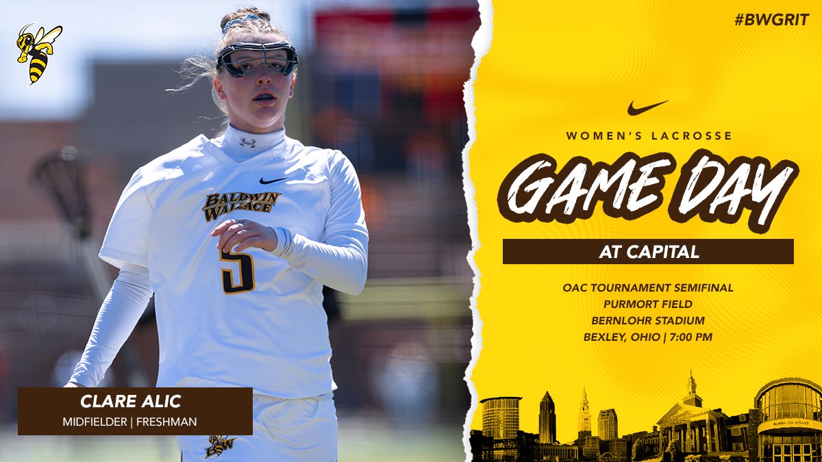 🥍 The TOURNEY CONTINUES as <a href="/bw_wlax/">Baldwin Wallace Women’s Lacrosse</a> travels to the Capital City to face @CapitalWLAX in the OAC Tournament Semifinals!! 🥅

⏰: 7:00pm
🏟️: Purmort Field; Bernlohr Stadium
📍: Bexley, OH
🎟️: bwyellowjackets.cc/3FJolEF
📊: bwyellowjackets.cc/3JJQzkp
📺: bwyellowjackets.cc/3waQq6G