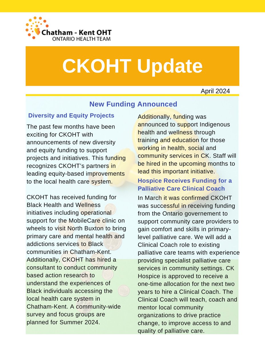 CKOHT's April 2024 Newsletter is 22 pages of exciting local funding announcements, new programs, updates on key initiatives, upcoming events, and sharing community resources and education opportunities. Click the link to open the entire newsletter. ckoht.ca/wp-content/upl…