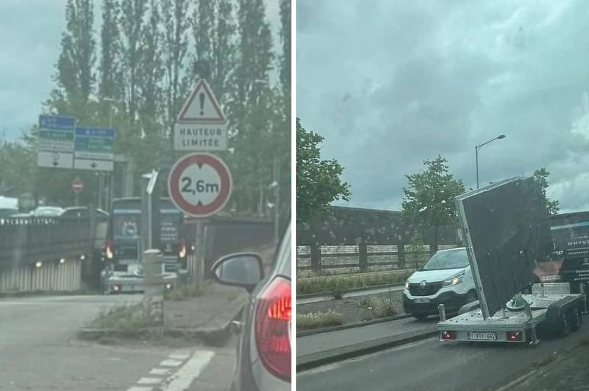 À #Rouen, un camion passe la trémie de la Motte... mais pas sa cargaison ! L'incident s'est déroulé vers 16h30.