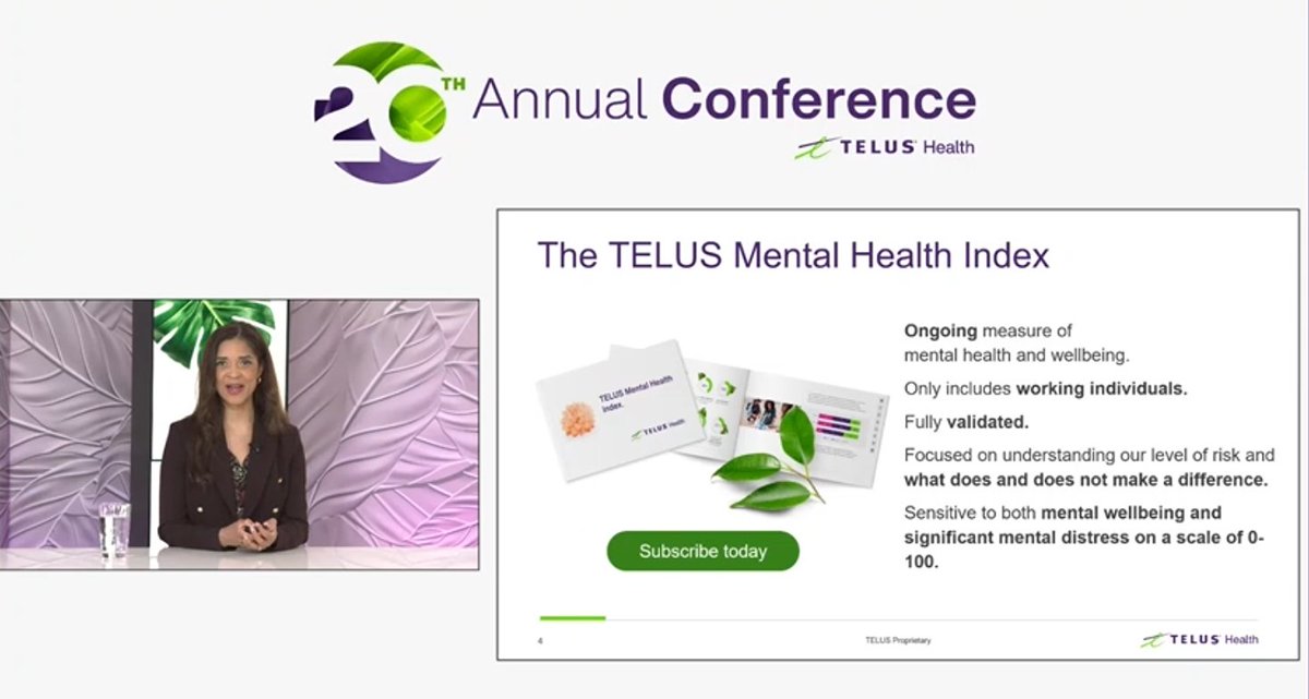 'The TELUS #MentalHealthIndex assesses both the level of distress at one end of the scale and the level of mental wellbeing at the other end – and also looks at other areas of wellbeing including physical and financial, as they are all connected'-Paula Allen #HealthBenefitsTrends